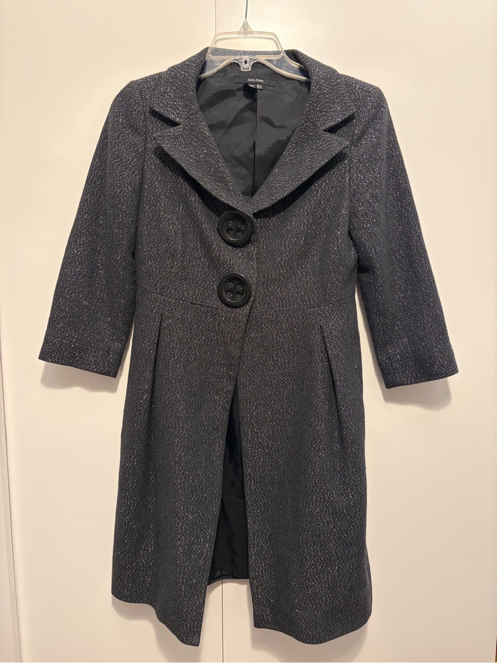 Zara Gray Silver Womens Long Blazer with Big Buttons - as seen on Kate Middleton